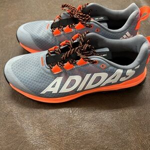 Adidas Gray and Orange Sneakers with Breathable Mesh and Athletic Sole